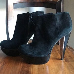 Topshop Black Suede Platform Ankle Boots Sz 40